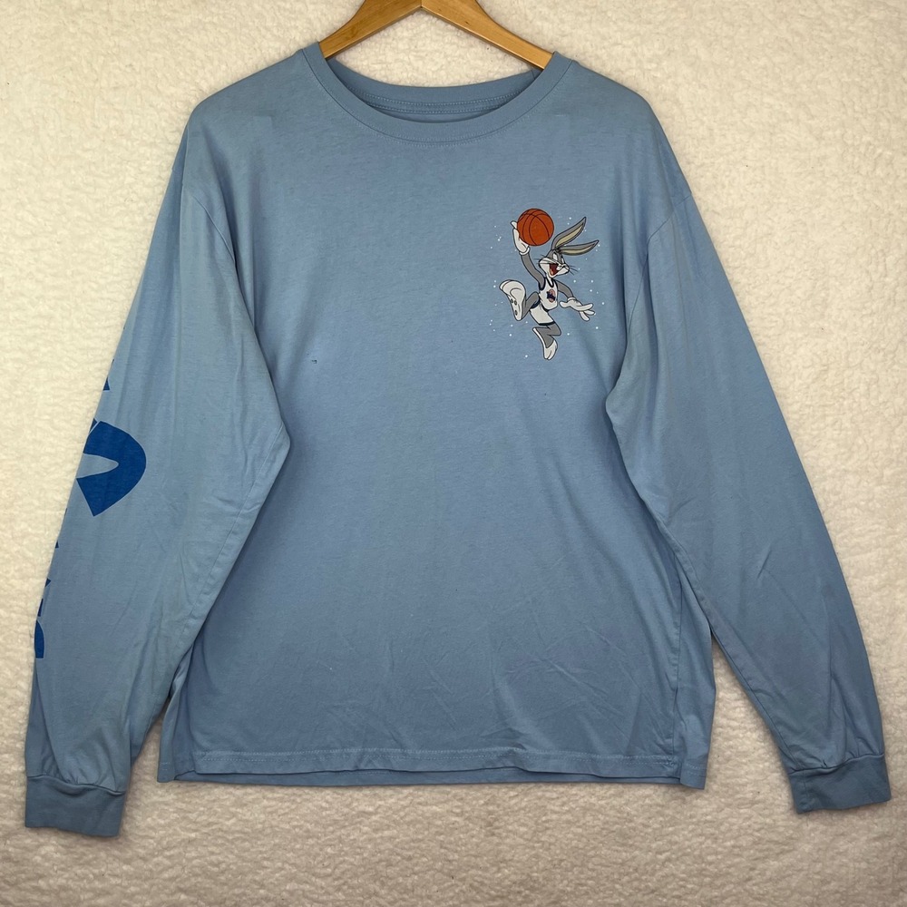 Space Jam Tune Squad Bugs Bunny Daffy Taz Long Sleeve Shirt Blue Mens XL